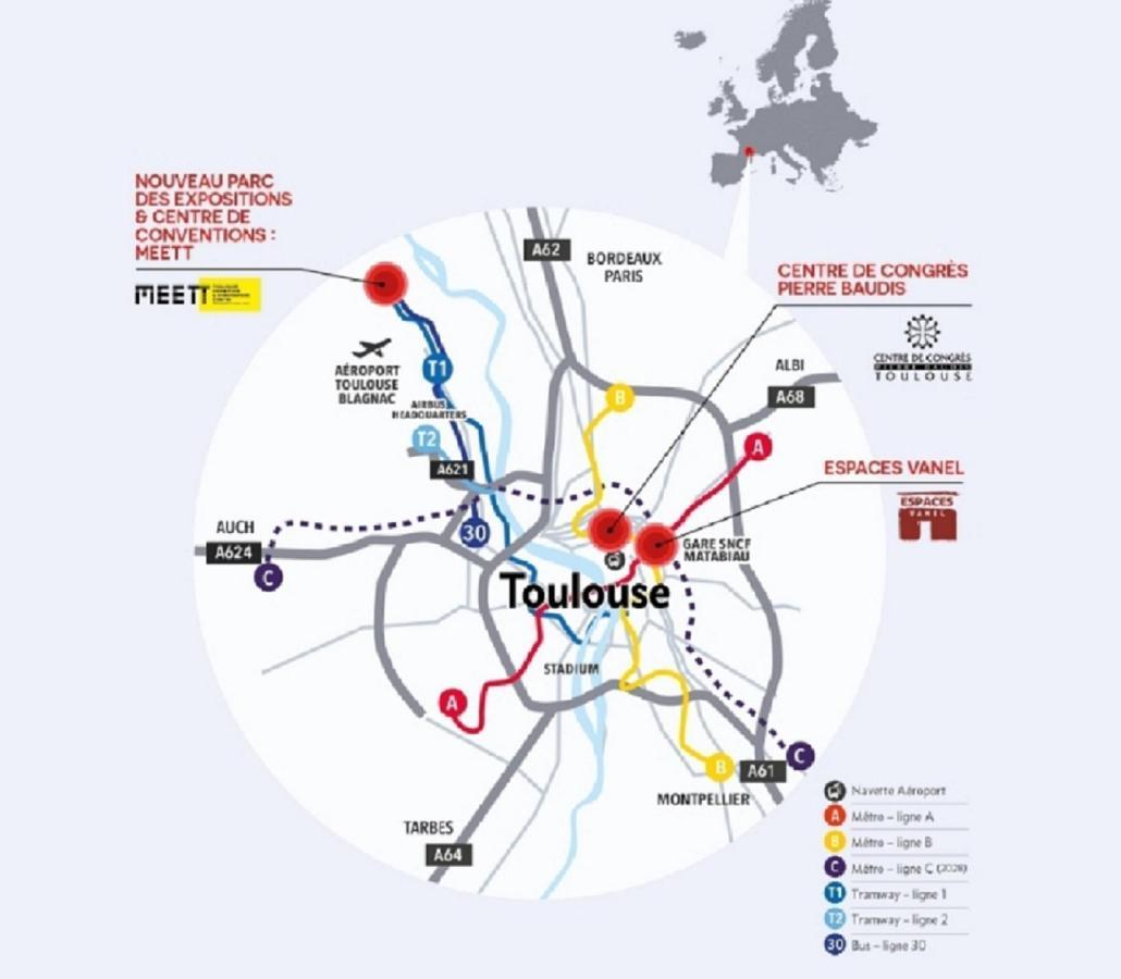 :) Spacieux T4 AÉROPORT, ensoleillé, déco soignée Blagnac Extérieur photo